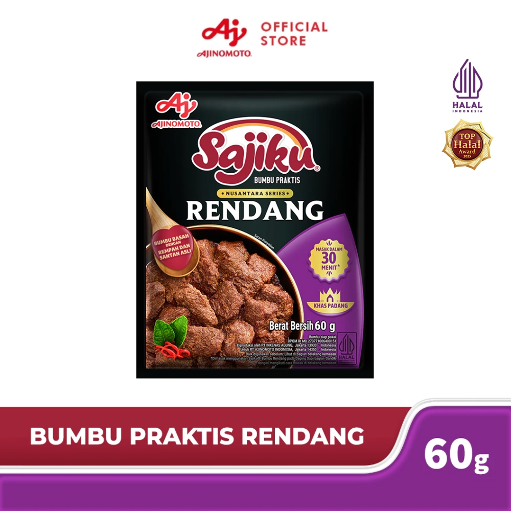 SAJIKUÂ® Bumbu Praktis Rendang 60G (1pc) - Nusantara Series - Bumbu Basah Dengan Rempah Dan Santan Asli - Masak Dalam 30 Menit