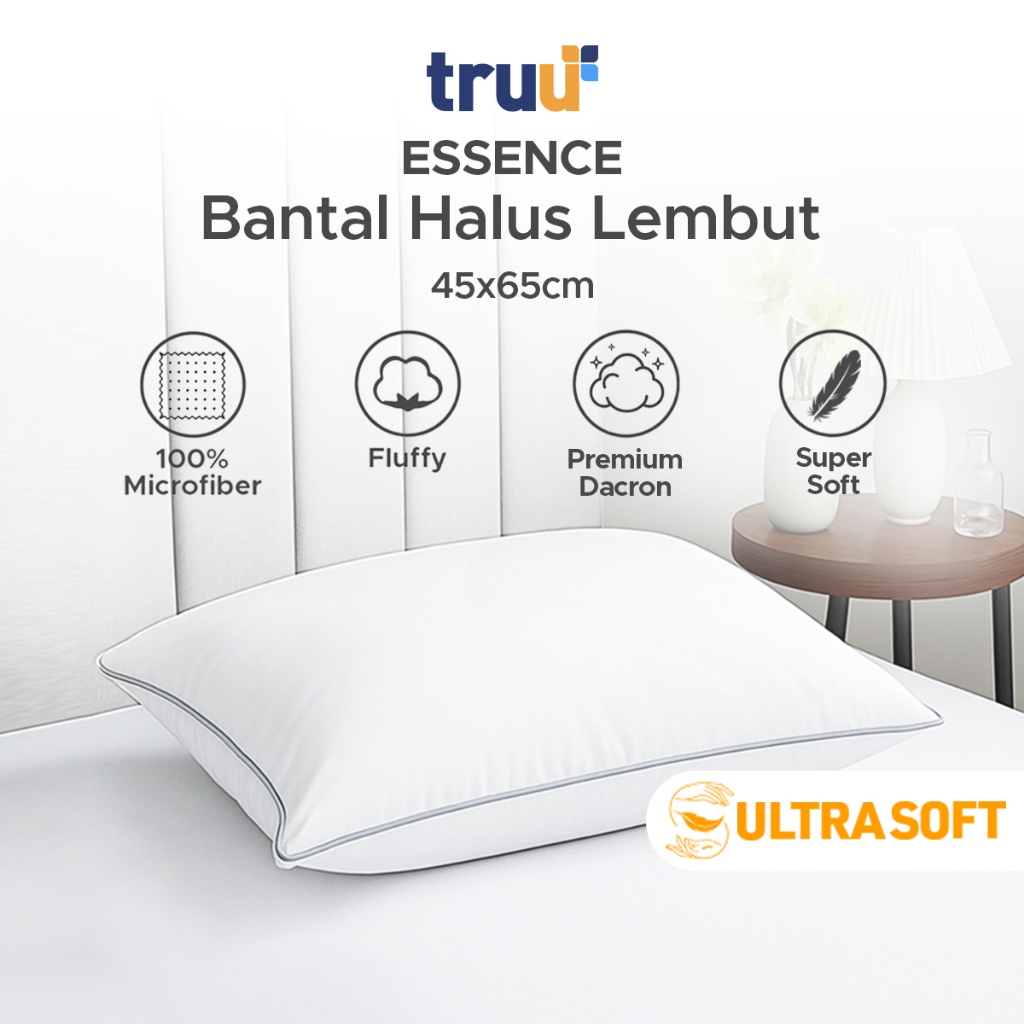 TRUU Bantal Dacron Single List Grey TR.BD01 45 x 65 cm Empuk dan Nyaman ala Hotel Kemasan Vaccum