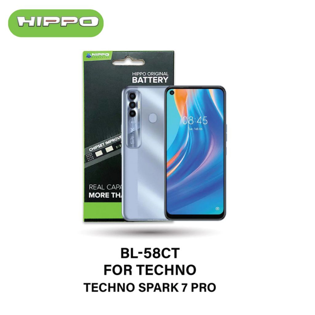Hippo Baterai BL-58CT TECHNO SPARK 7 PRO 6000mAh Battery Batere Batrai Batre Original Cell Garansi resmi
