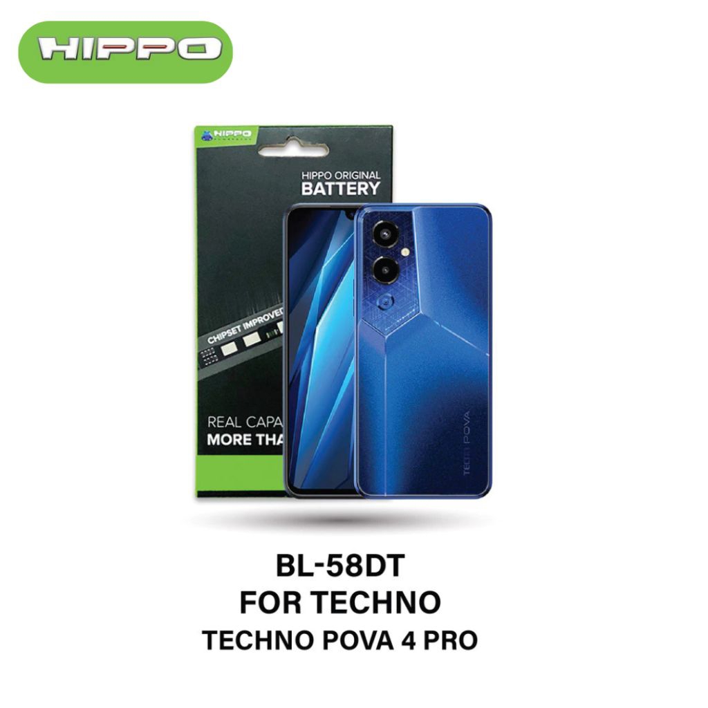 Hippo Baterai BL-58DT TECHNO POVA 4 PRO 6000mAh Battery Batere Batrai Batre Original Cell Garansi resmi