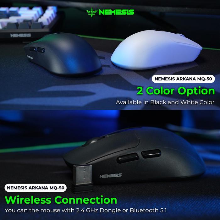 NYK Nemesis ARKANA MQ-50 / MQ 50 Mouse Wireless 2.4Ghz Dual Mode Rechargeable Battery with Digital Display - Gambar 3