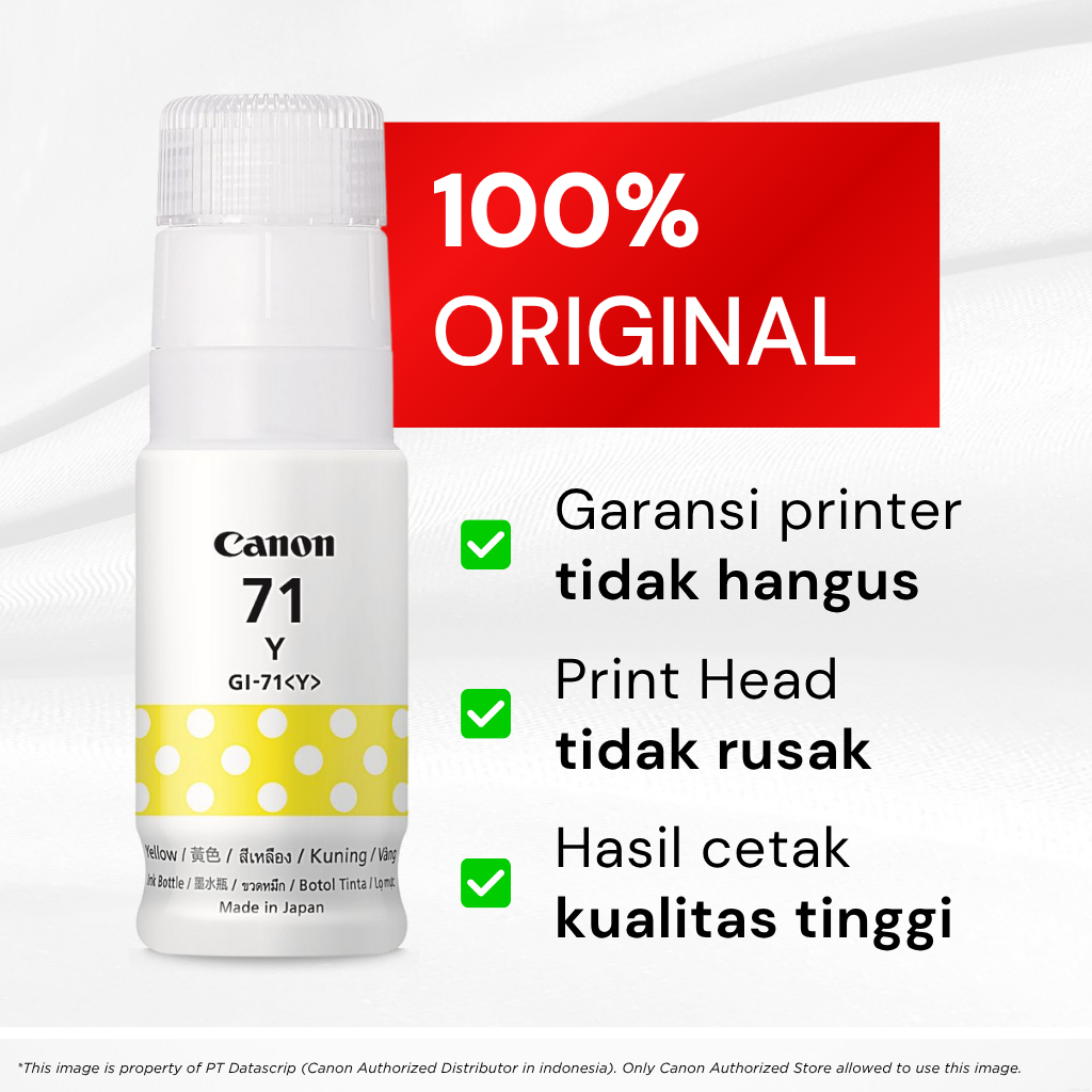 FixPrint 100% ORIGINAL Tinta Canon GI 71 Yellow - Printer G1730 G1737 G2730 G2770 G3730 G3770 G4770 G4780 G1020 G2020 G3020 - Gambar 2