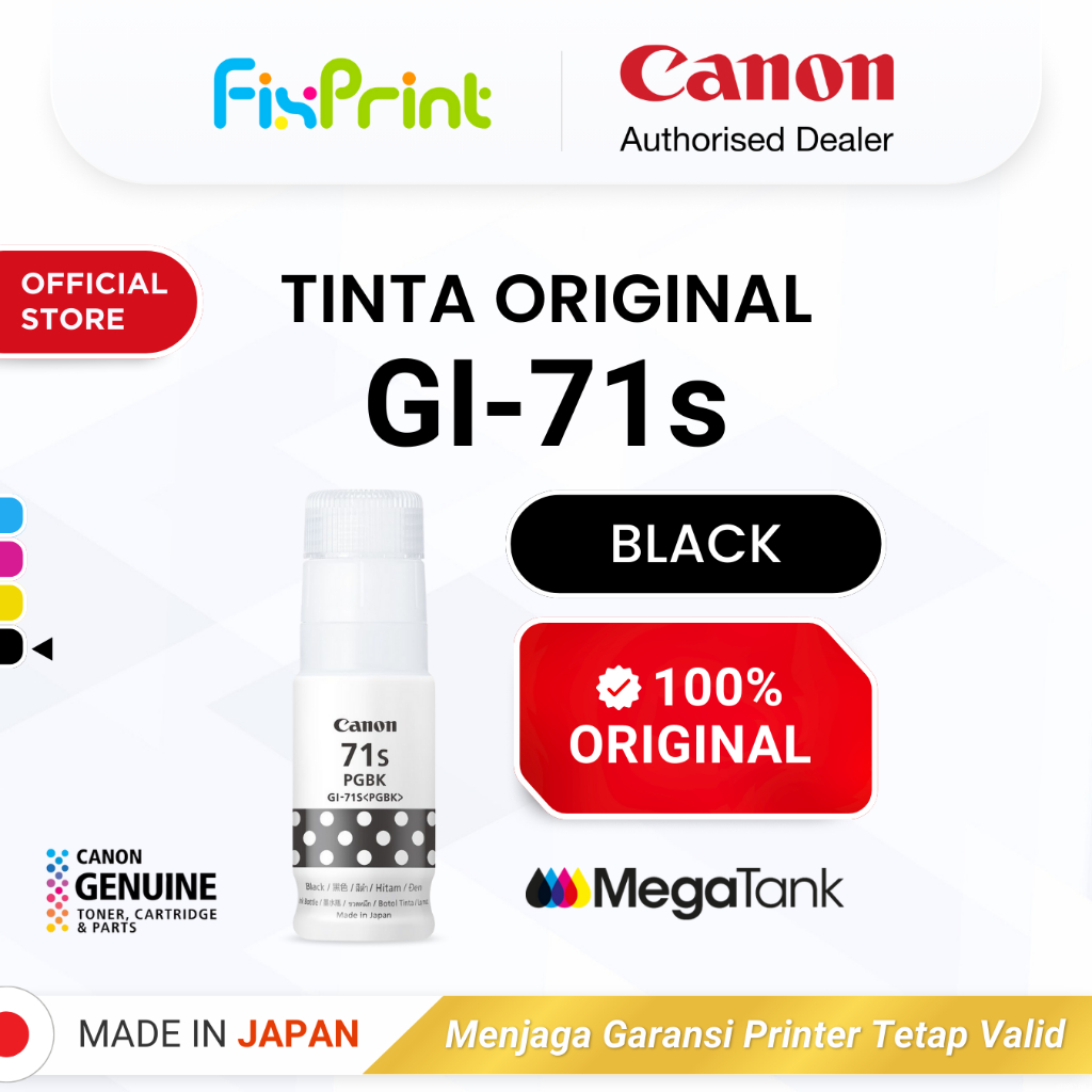 FixPrint 100% ORIGINAL Tinta Canon GI 71 Small Pigment Black Anti Luntur Tahan Air - Printer G1730 G1737 G2730 G2770 G3730 G3770 G4770 G4780 G1020 G2020 G3020