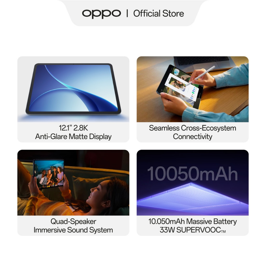 [NEW] OPPO Pad 5 Matte Display Edition 8GB/256GB Starlight Black WIFI [12.1" 2.8K Anti-Glare Matte Display, AI-Powered Note-Taking, 10050mAh Massive Batter] - Gambar 4