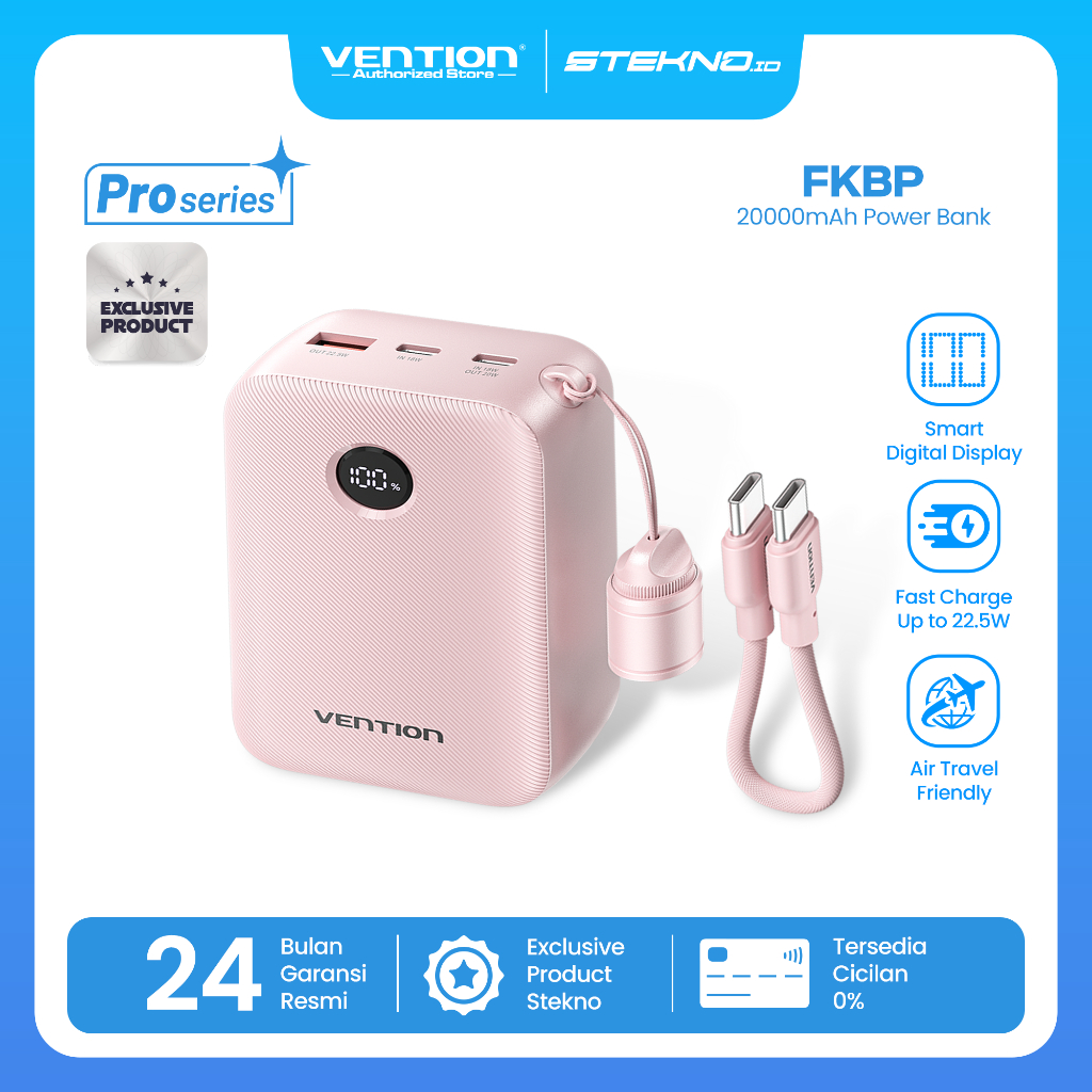 Vention Powerbank Pro Series 10000mAh 20000mAh 22.5W Fast Charging USB-C USB-A iPhone Android Airline Approved