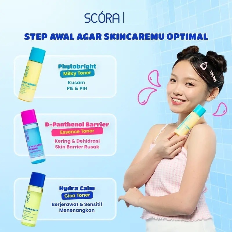 SCORA Toner Series 80ml Hydra Calm Cica Phytobright Milky D–Panthenol Barrier /Merah Jingga Official - Gambar 3
