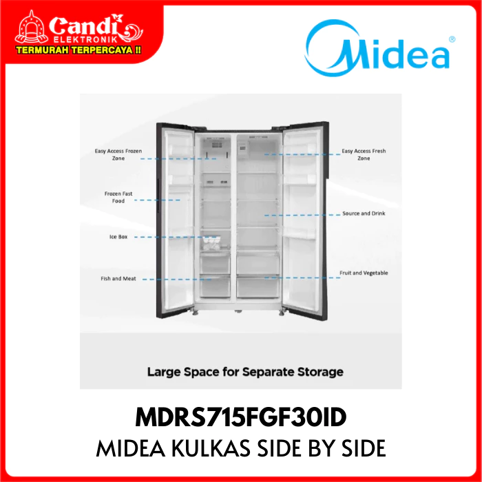 MIDEA Kulkas Side by Side 558 Liter Inverter Quattro MDRS715FGF30ID - Gambar 3