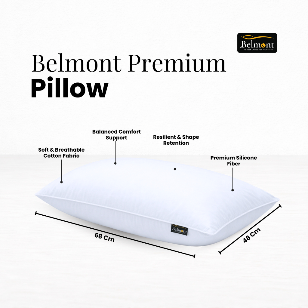 Belmont Bantal Empuk Hotel Quality – Ukuran 48x68, Silicone Fiber, Katun Lembut - Gambar 3