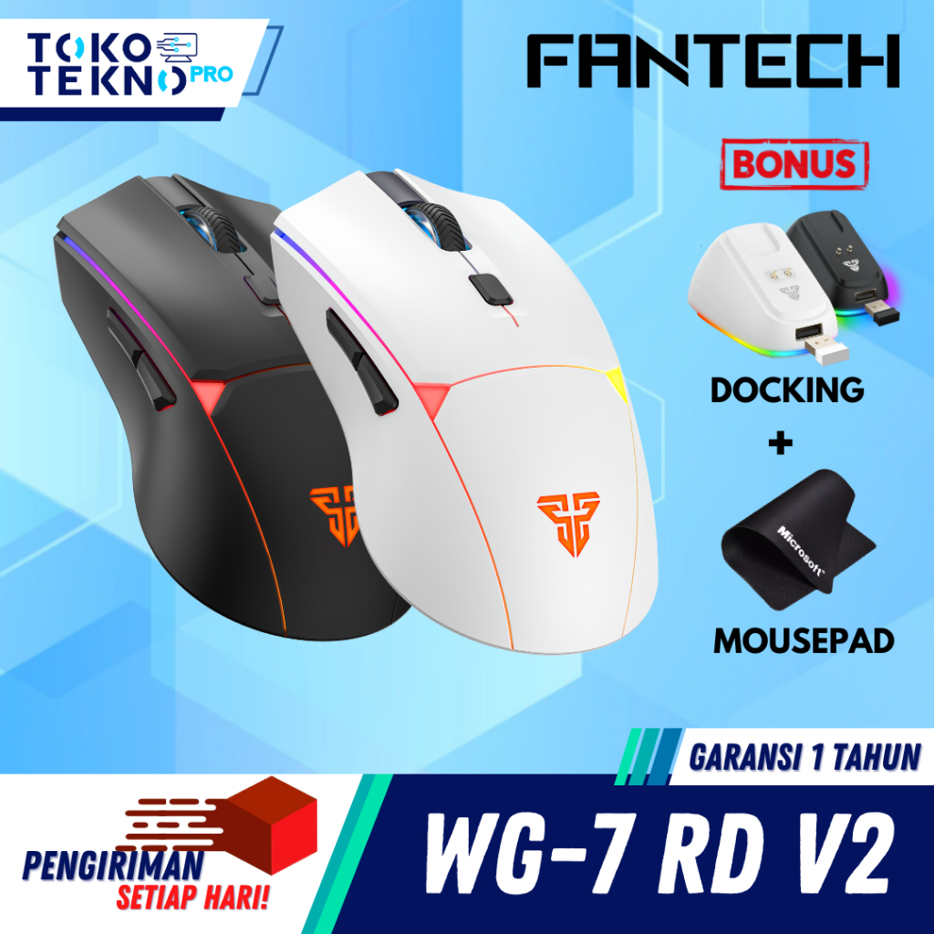 Fantech WG7V2RD / WG7-V2 RD / WG-7V2RD / WG7 V2 RD Crypto II / Crypto 2 Wireless Gaming Mouse With ARGB Gaming Optical Sensor