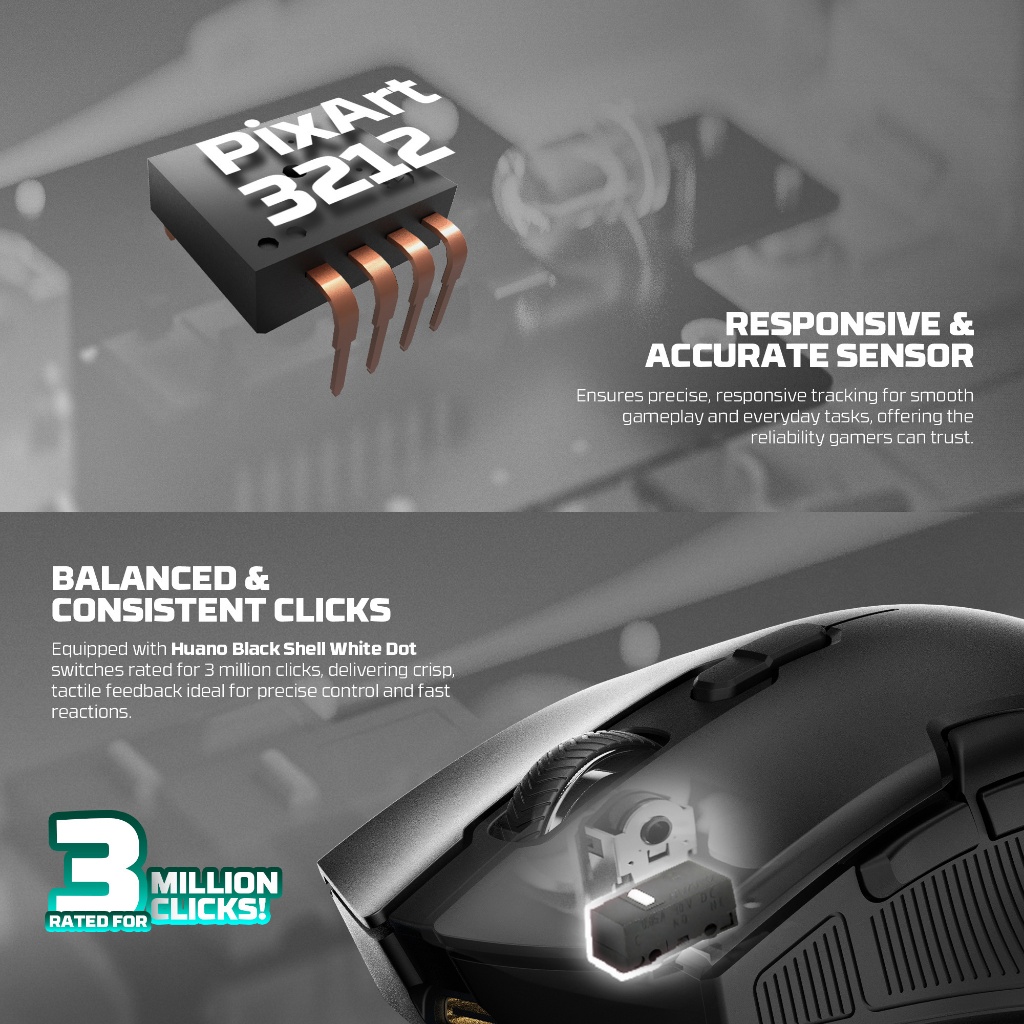 Fantech Cruiser WG11 V2RD / WG11-V2RD / WG-11V2RD Cruiser II / Cruiser 2 Wireless Gaming Mouse ARGB with Docking - Gambar 4