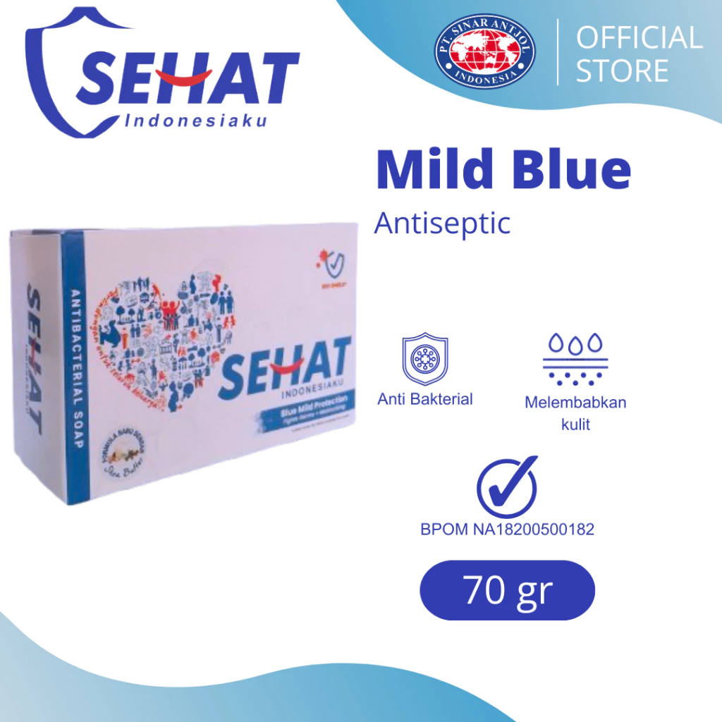 SEHAT PERISAI BLUE INDONESIAKU 70GR - Sabun Mandi Batang Antiseptik (LOVE)