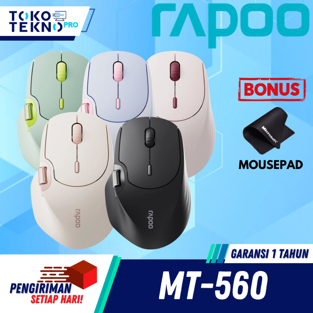 RAPOO MT560 / MT-560 / MT 560 Multi-mode Wireless Mouse With Thumb Wheel / Side Scroller