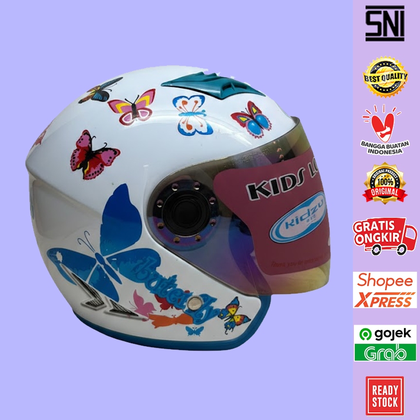 Helm Anak Half Face Kidzu Motif Butterfly,Helm SNI