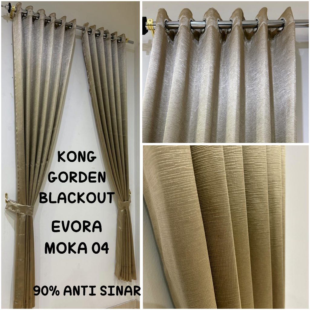 KONG Gorden Blackout Polos Minimalis - Bahan Tebal, Anti Tembus Cahaya, Motif Embos - Gambar 3