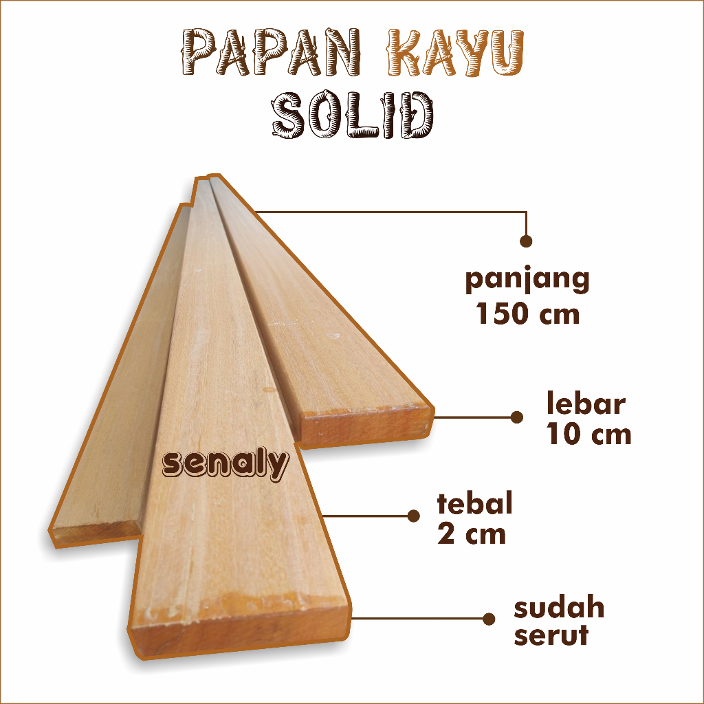 Papan Kayu 2cm x 10cm x 150cm Sudah Serut Rapi