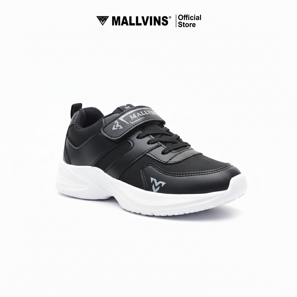 Mallvins - Gaza Black White - Sepatu Sekolah Sneakers Casual Anak Unisex - Gambar 3