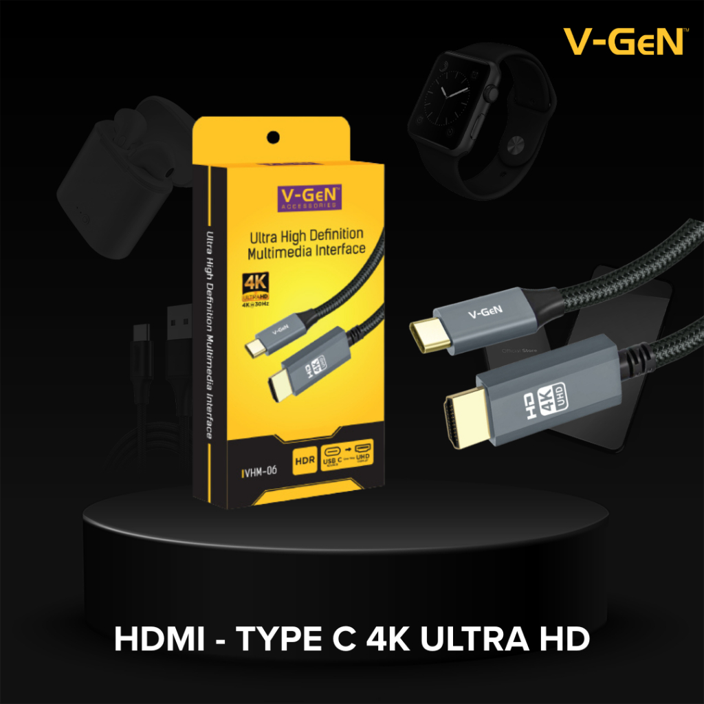 V-GeN VHM-06 Kabel HDMI 4K Ultra HD 1.5 Meter â€“ USB-C to HDMI UHD Display