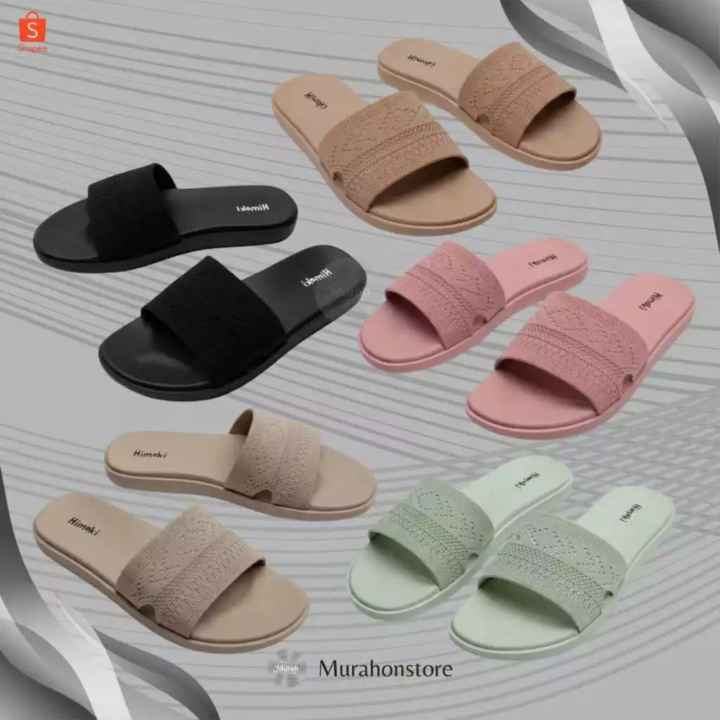 Sandal Selop Wanita Motif Rajut Full Karet Lentur Nyaman Santai Harian 37-40 - Gambar 2