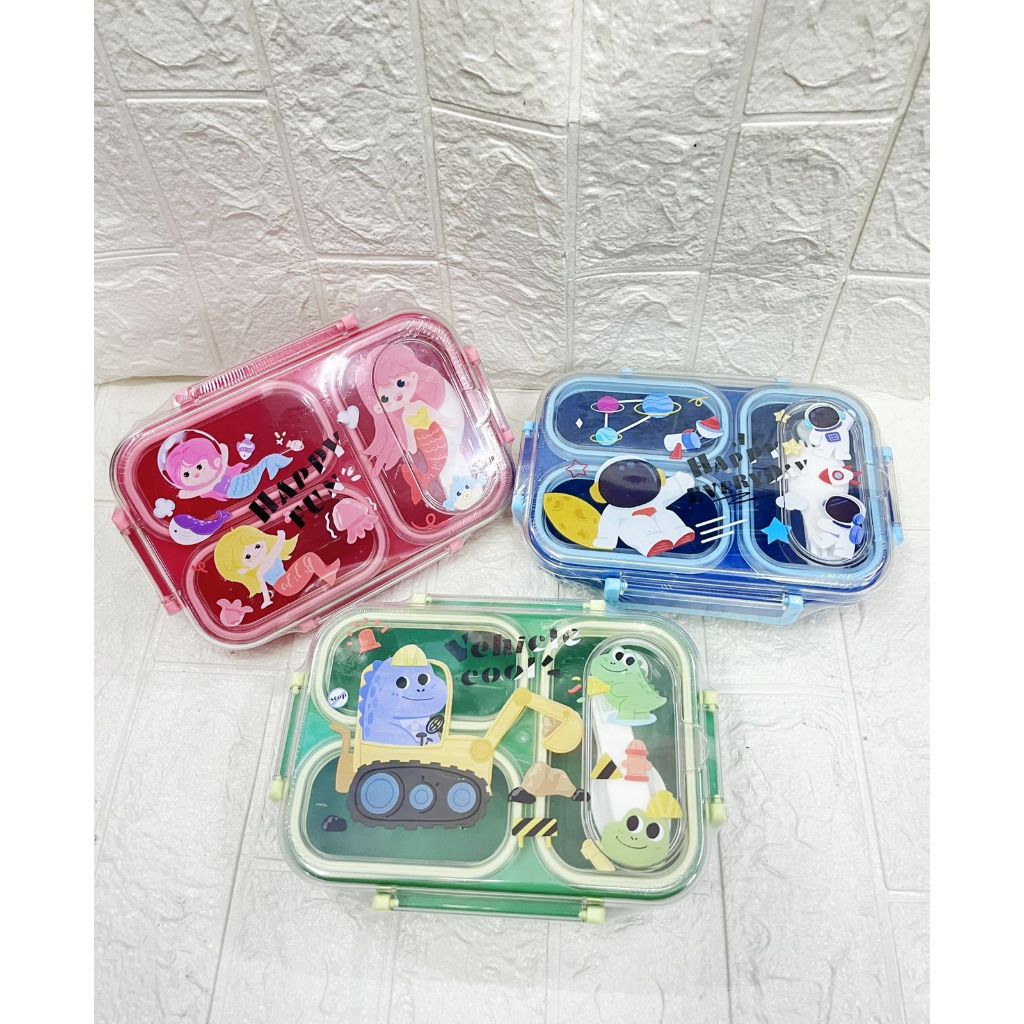 3-Section Character LUNCH BOX for Children with MERMAID, Astronaut, and ...