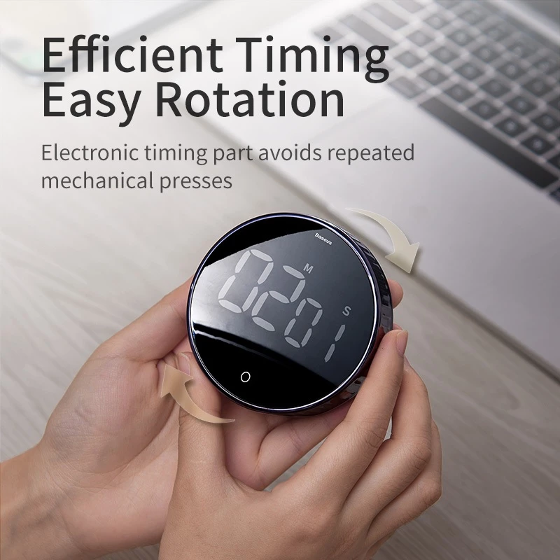 Baseus Timer Heyo Rotation Countdown Digital Kitchen Alarm Pengingat Waktu Lama Masak Magnet - Gambar 4