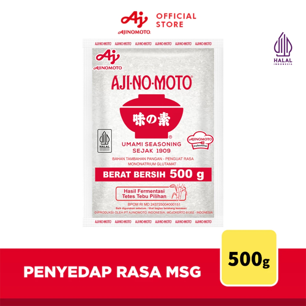 AJI-NO-MOTOÂ® Penyedap Rasa MSG Ajinomoto 500G (1pcs) - Menambah Rasa Umami Dan Membantu Mengurangi Garam Untuk Tetap Lezat