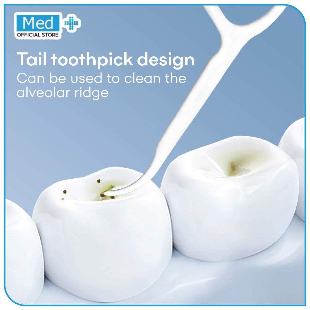 Med+ Dental Floss Double Tali / Tusuk Gigi 1 Pack 50 Pcs / Benang Gigi 2 in 1 / Pembersih Sela Gigi / Toothpick - Gambar 4