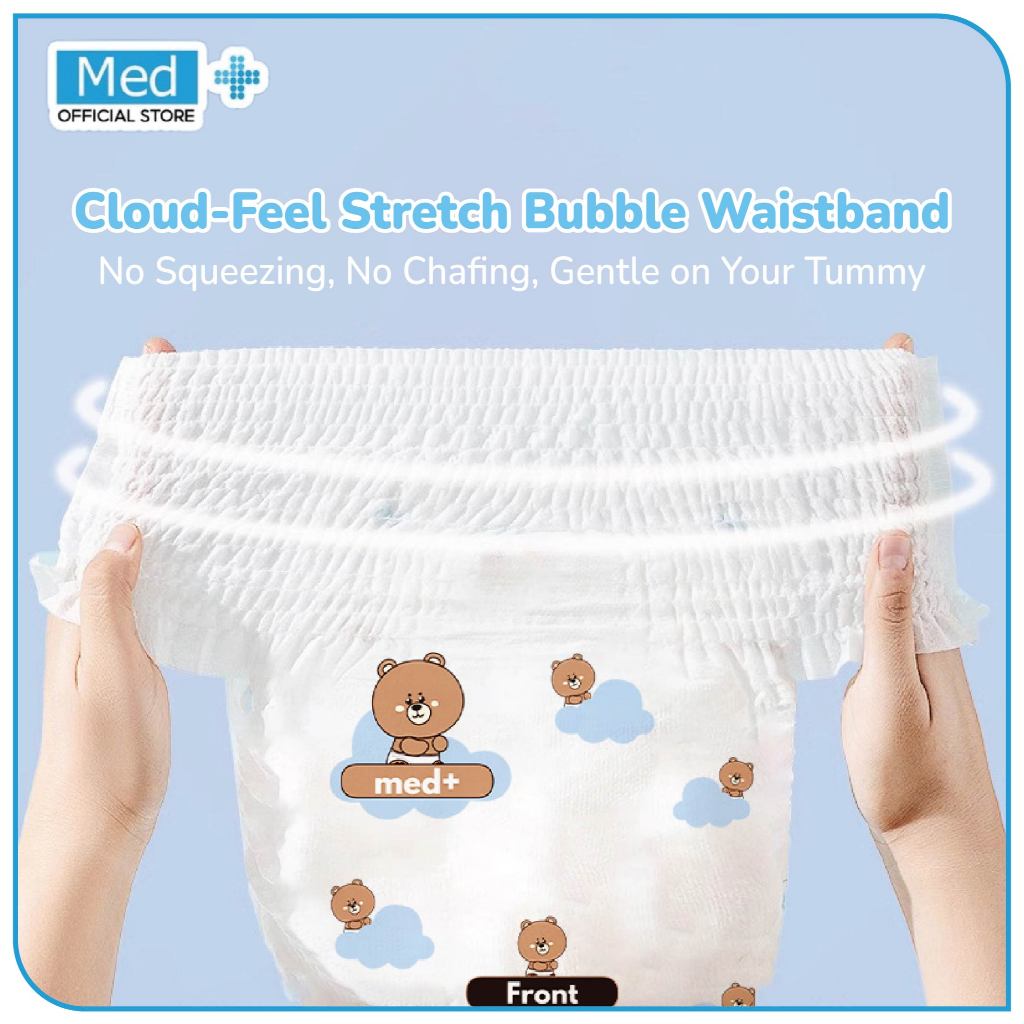 Med+ Ultrathin Baby Diapers Pants Disposable / Popok Bayi Sekali Pakai Tipe Celana Nyaman dan Lembut - Gambar 2