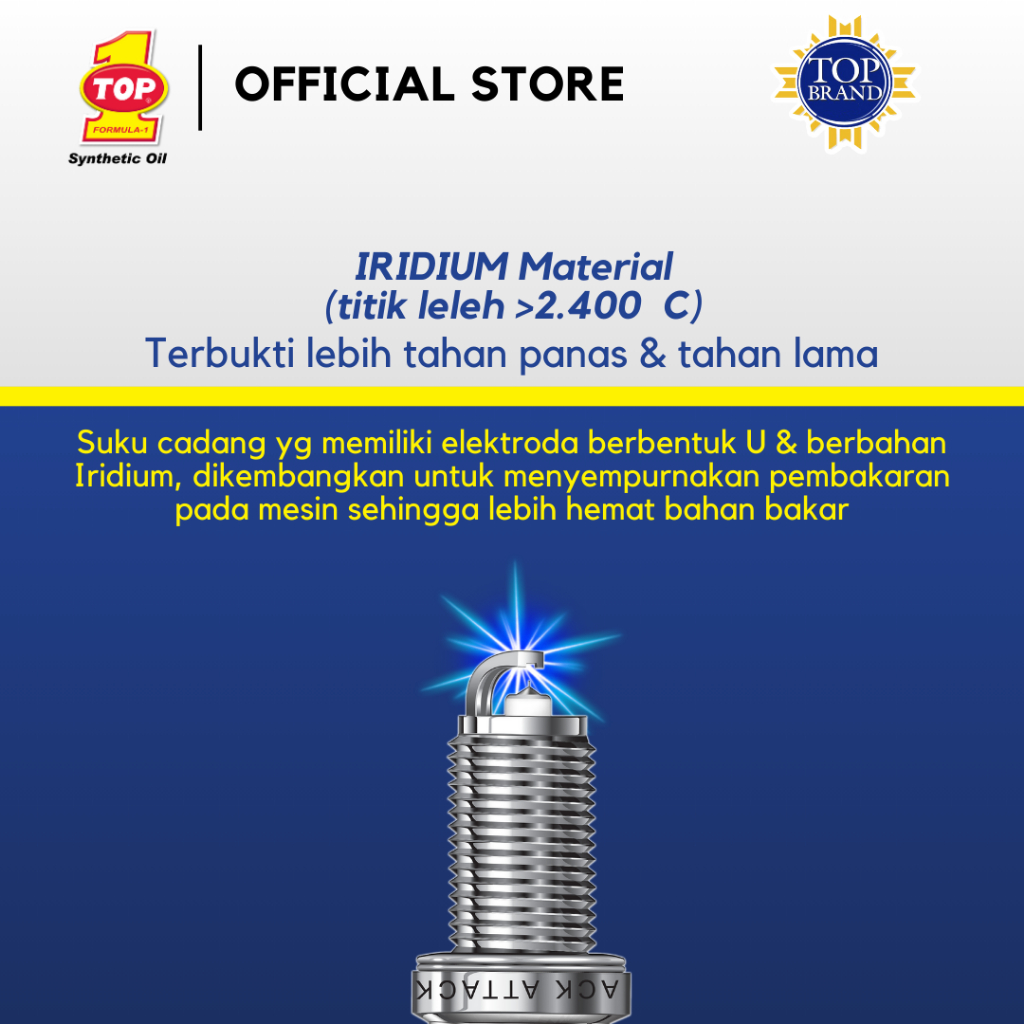 TOP 1 Busi Motor Iridium BR8TUI - Beat - CBR - Jupiter MX 135 - All New Byson - Gambar 3