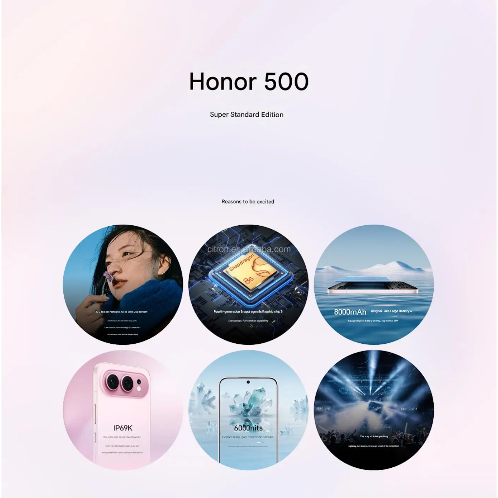 Honor 500 5G 6.55''AMOLED 120HZ Snapdragon 8s Gen 4 8000mAh 80W - Gambar 2