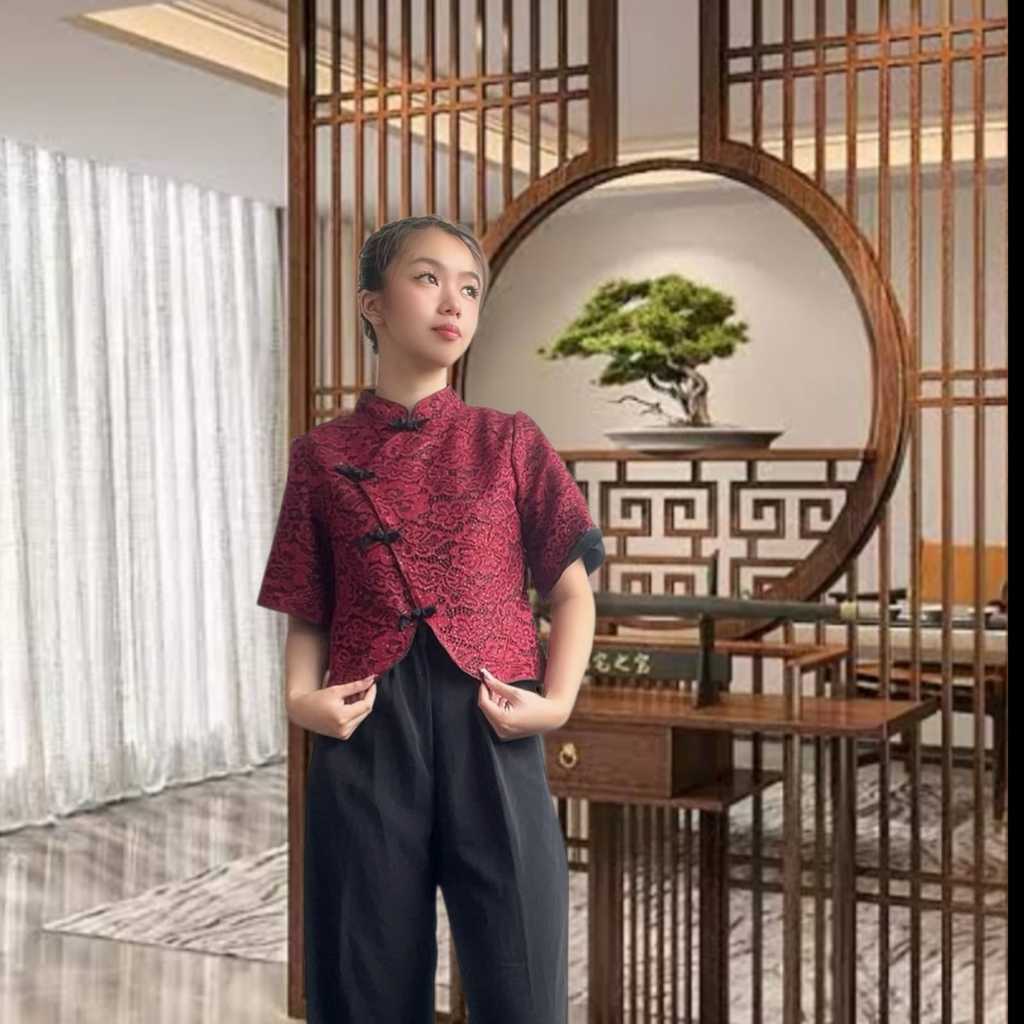 229 Chinese New Year Cheongsam Top for Adult Women, Two Layers, Elegant ...