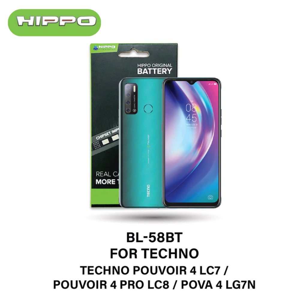 Hippo Baterai BL-58BT TECHNO POUVOIR 4 LC7 / POUVOIR 4 PRO LC8 / POVA 4 LG7N 6000mAh Battery Batere Batrai Batre Original Cell Garansi resmi