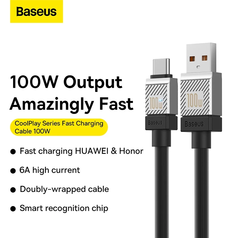 Baseus CoolPlay Series Fast Charging Cable USB to Type-C 100W 1m Black