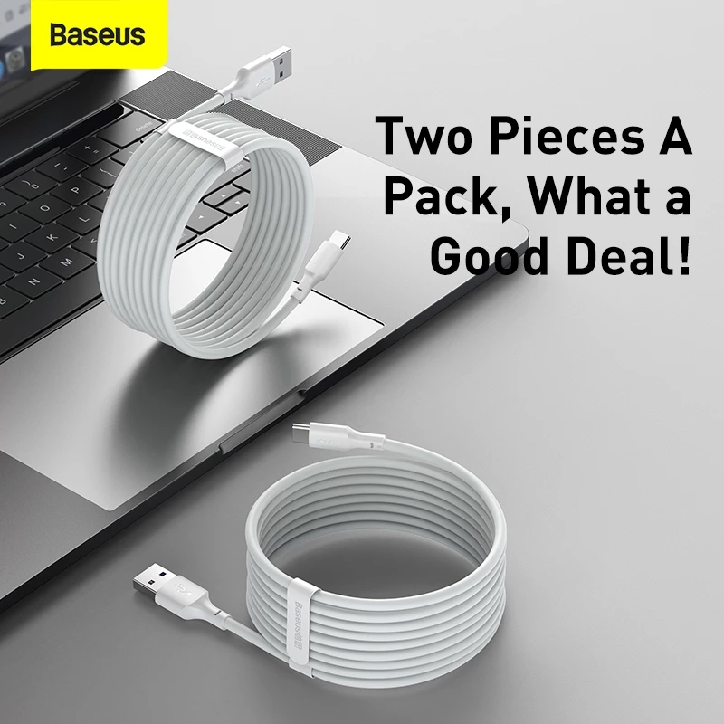 Baseus Simple Wisdom Data Cable Kit USB to Type-C 5A (2PCS/Set)/Type-C For iP PD 20W (2PCS/Set) - Gambar 2