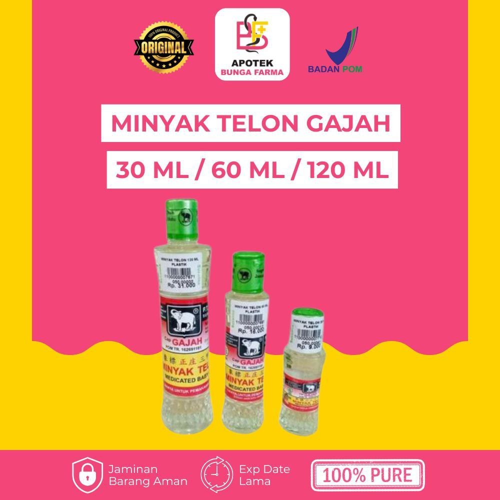 Telon Gajah 30 Ml / 60 Ml / 120 Ml - Minyak Telon - Minyak Gosok - Obat Perut Kembung