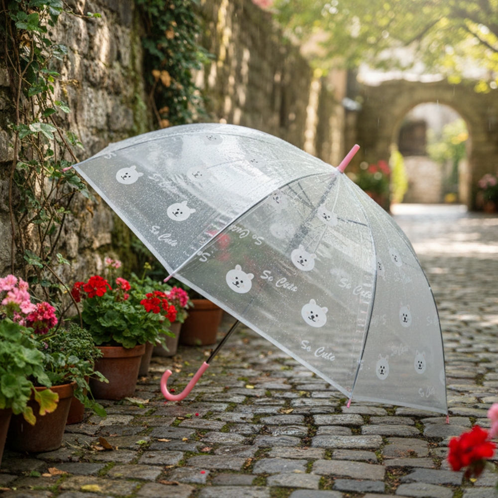Payung Lipat Tongkat Motif Boneka Umbrella Bahan PVC - Gambar 2