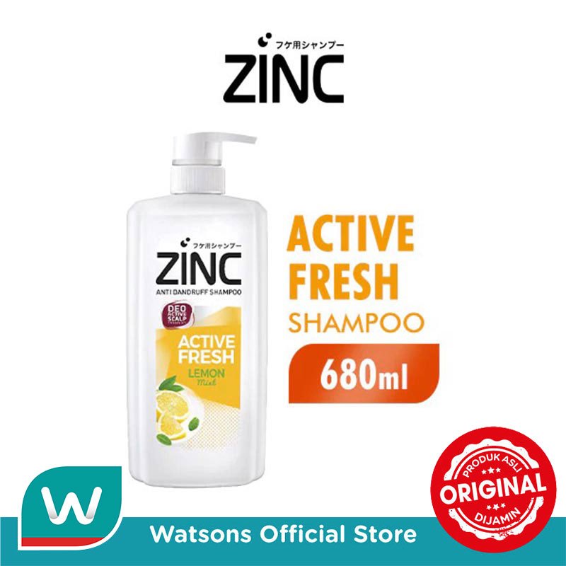 Zinc Shampoo Active Fresh Lemon Mint Botol 680ml
