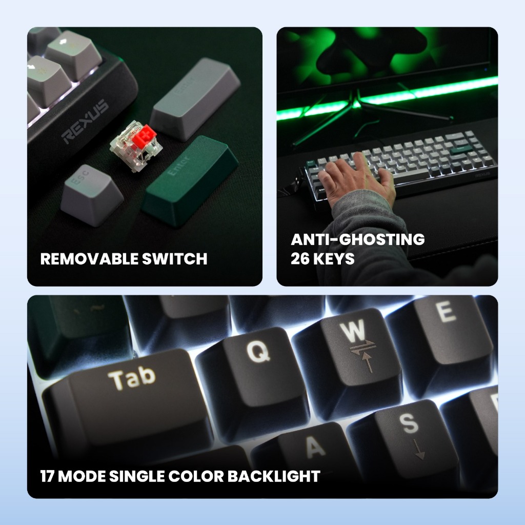 Rexus KX3 / KX-3 V2 Heroic 68% Mechanical Gaming Keyboard - Gambar 3