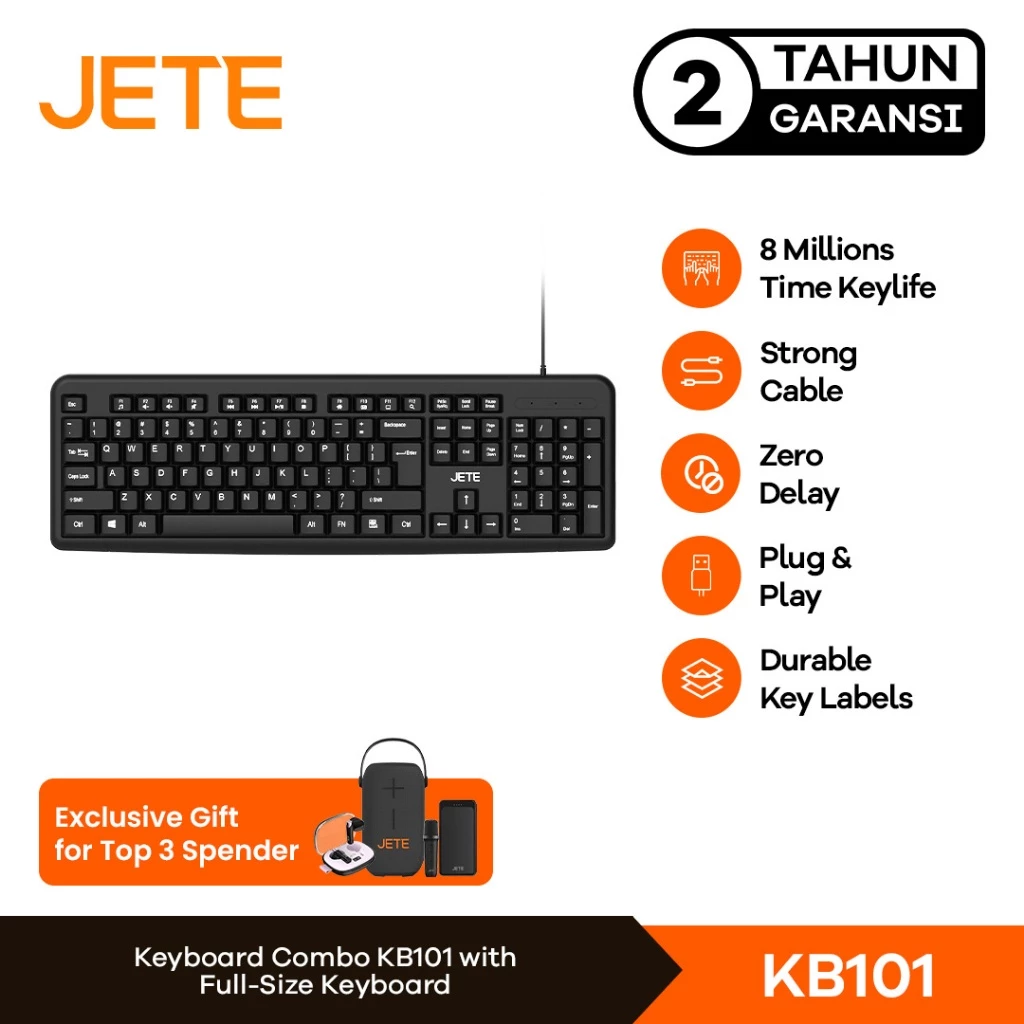 Keyboard JETE KB101 Keyboard Kabel Office kantor Wired USB Cable Keyboard Numlock Laptop Windows For Macbook