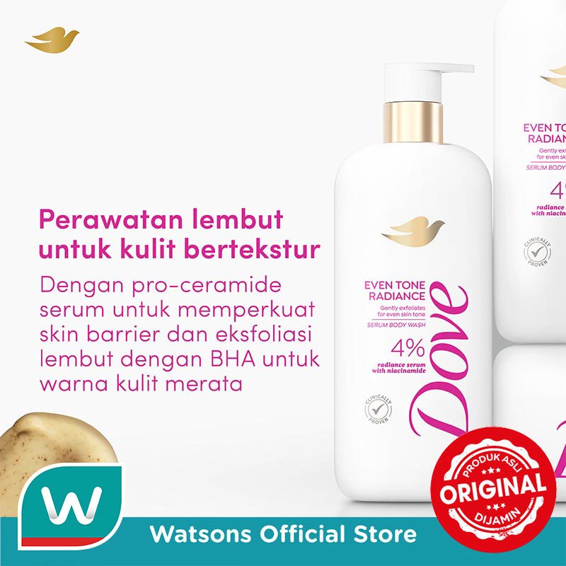 [NEW!] Dove Advanced Serum Even Tone Radiance Body Wash - Sabun Mandi Cair untuk Mengangkat Sel Kulit Mati 300g - Gambar 4