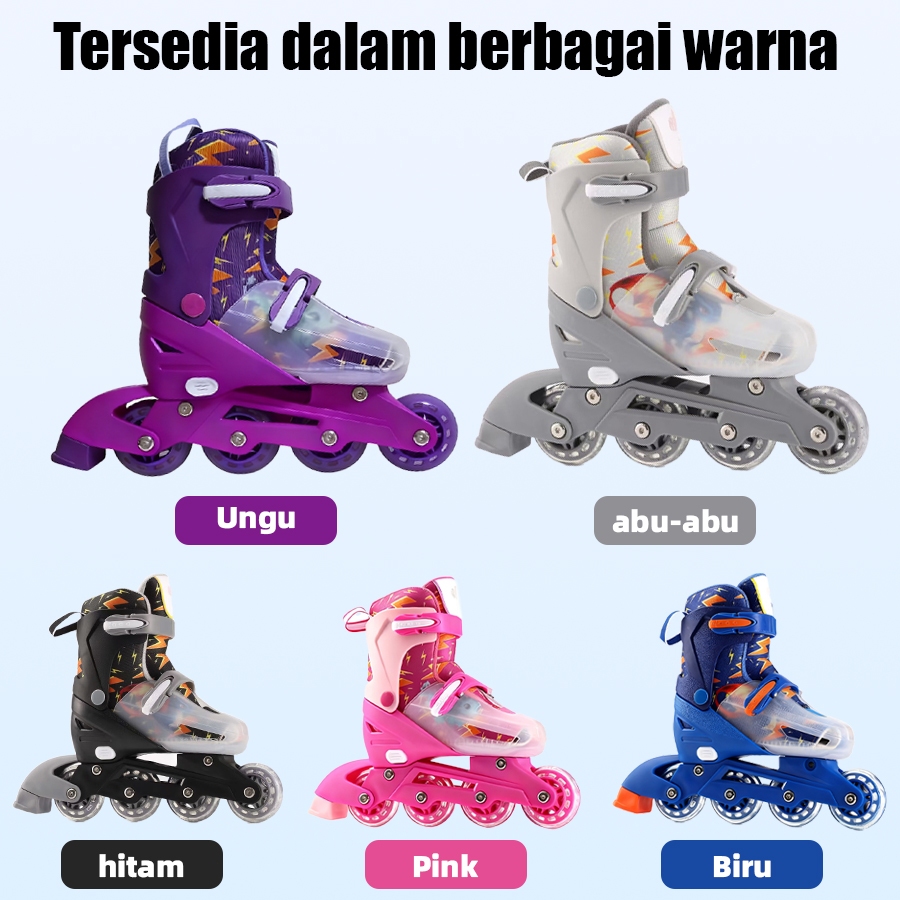 MTG Sepatu Roda + LED untuk Anak Perempuan Sepatu Roda Anak Laki-laki & Dewasa/lampu kedip/tidak licin/anti goyang/lnline skate/star/ukuran dapat disesuaikan/pu/gaya bajaj/mode skateboard