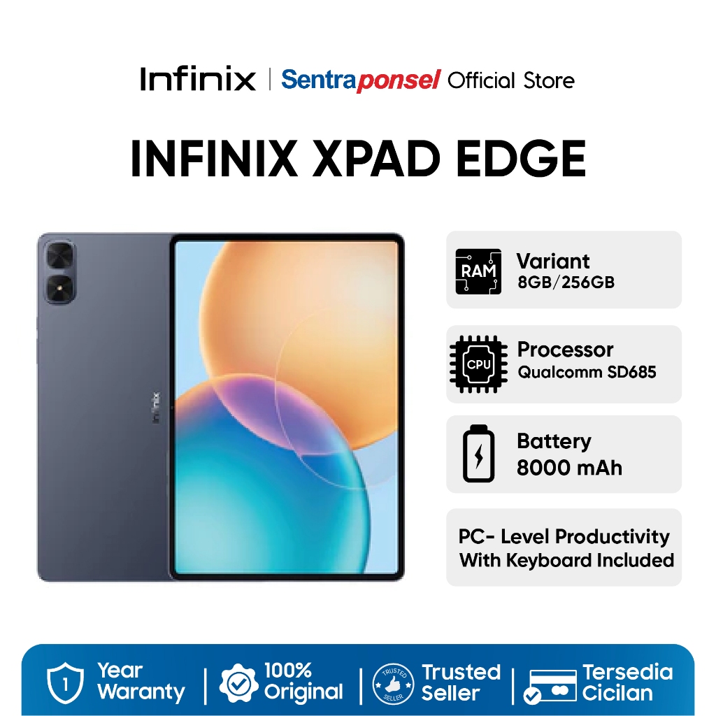 Infinix XPAD Edge 8GB/256GB - Qualcomm SD685 - 13.2" 2.4K 60Hz - 8000 mAh - 4G LTE Garansi Resmi - Gambar 2