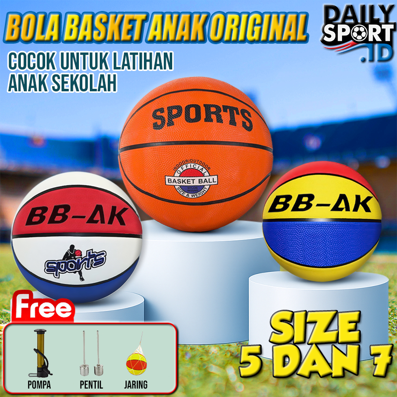 Bola Basket Anak Anti Slip Ringan Ukuran Khusus Usia 5–12 Tahun / Bola Basket Anak Karet Edukatif Indoor Outdoor untuk Latihan Dribble Passing Shooting