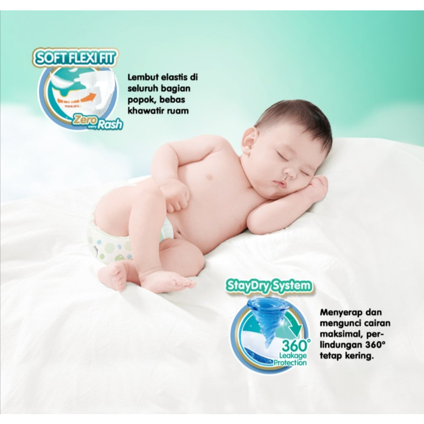 [8 PACK] Makuku SAP Diapers Comfort Fit 3.0 Tape Perekat Popok Bayi Regular Pack NB40 / S30 - Gambar 3