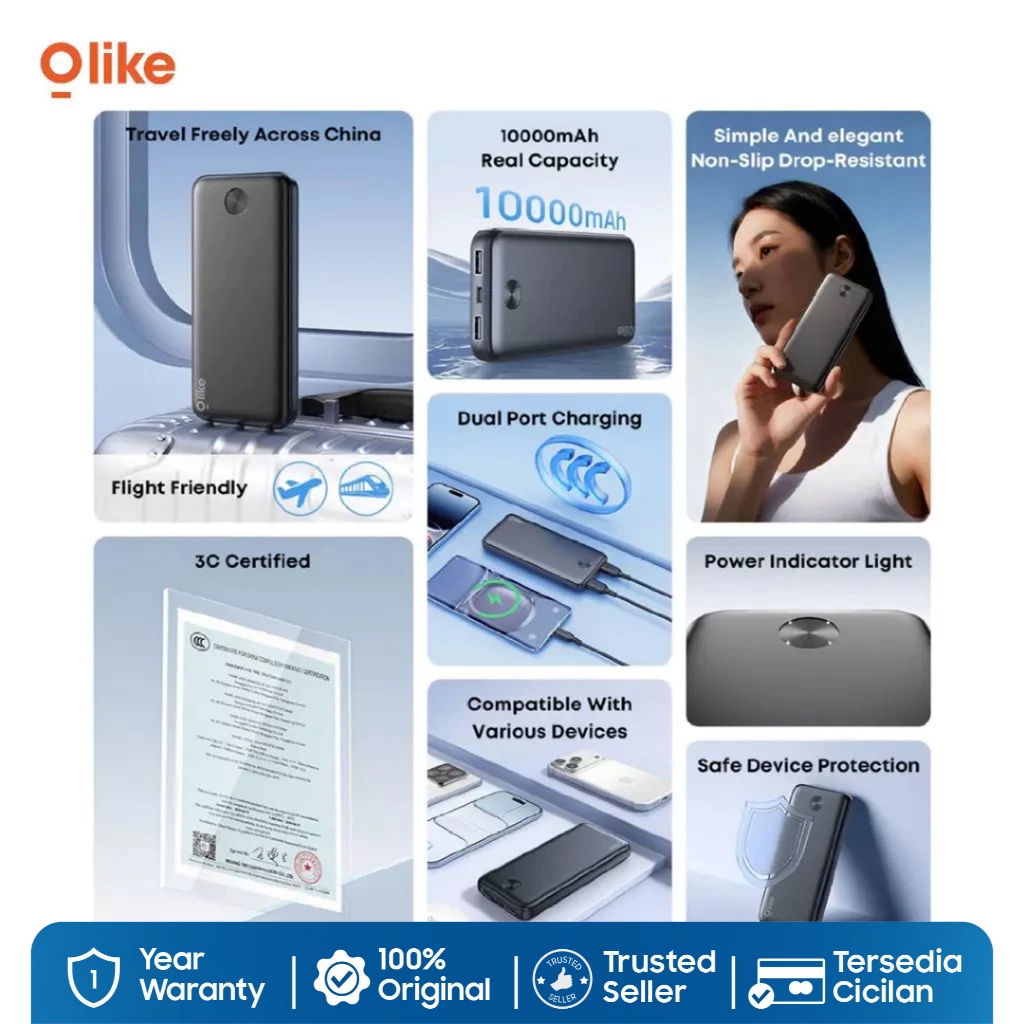 OLIKE Powerbank CCC ( T170 -1W ) 10.000 mAh 2.1A Dual Port USB - Gambar 3