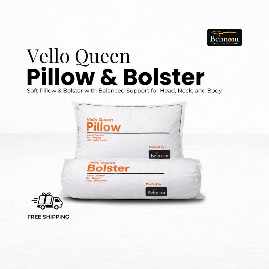 Bantal dan Guling tidur Velo Queen by Belmont ( 1 Bantal + 1 Guling )