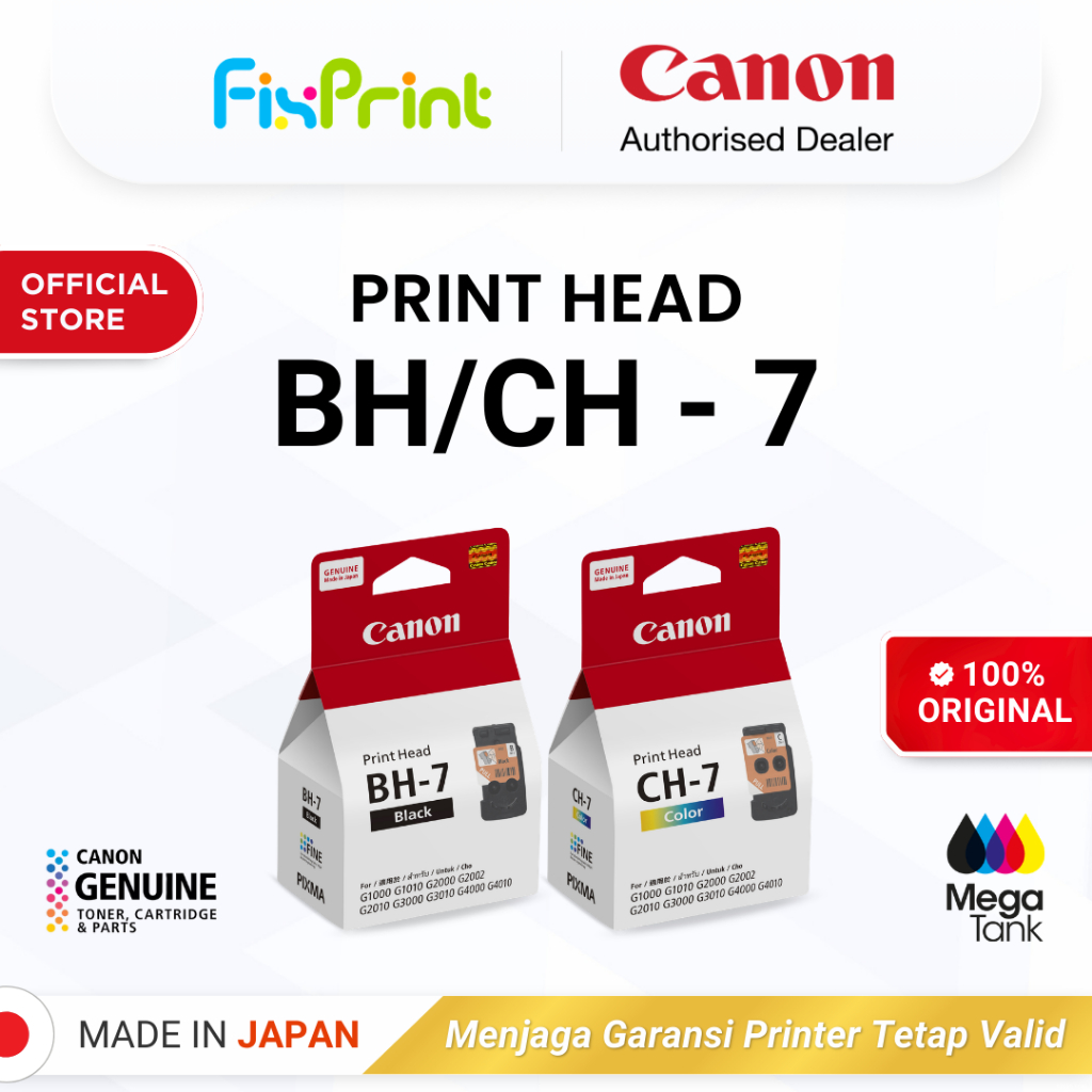 FixPrint 100% ORIGINAL Print Head Canon BH 7 CH 7 - Printer G1010 G2010 G3010 G4010 - BH7 Black CH7 Color
