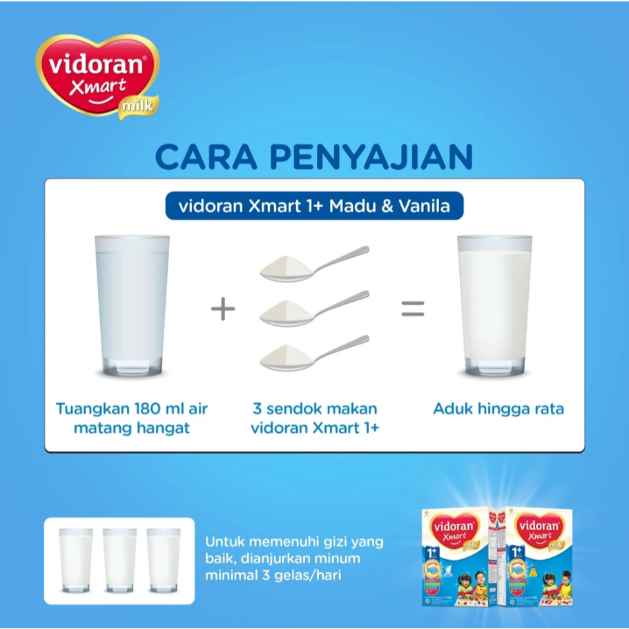 VIDORAN XMART 1+ 3+ 900GR VANILA MADU IMUN UP SUSU FORMULA TAHAP 1 DAN 3 900 GR SSKD - Gambar 4