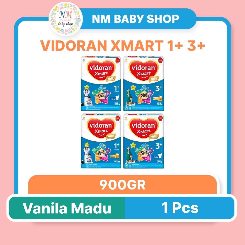 VIDORAN XMART 900GR 1+ 3+ VANILA MADU TAHAP 1+ TAHAP 3+ IMUN UP SUSU FORMULA 900 GR SSKD NM
