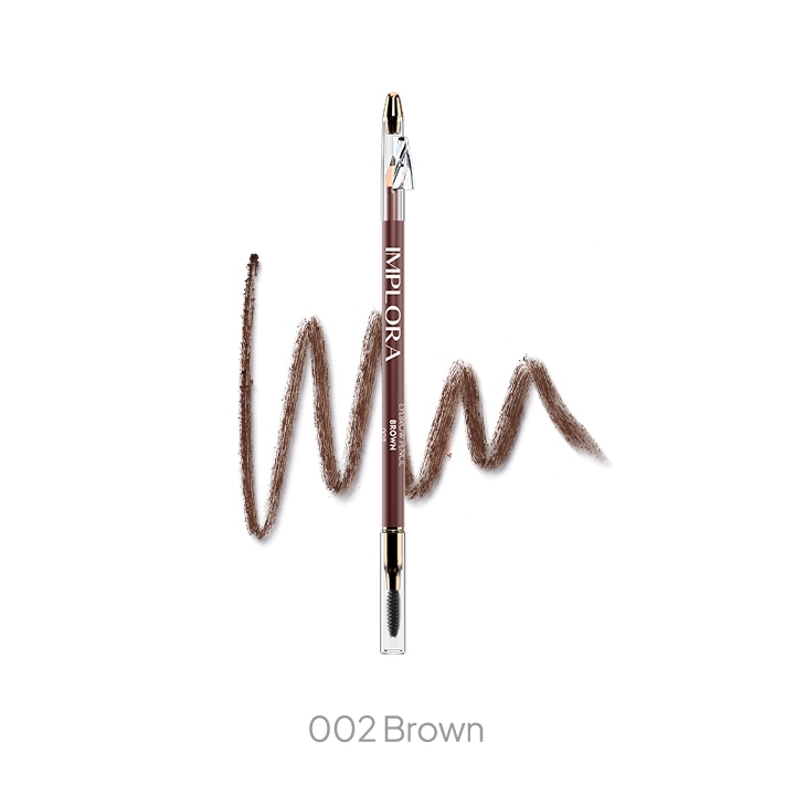 IMPLORA Eye Brow Pencil 2 IN 1 ( PENSIL + SERUTAN + SIKAT )- Brown / Merah Jingga Official - Gambar 2