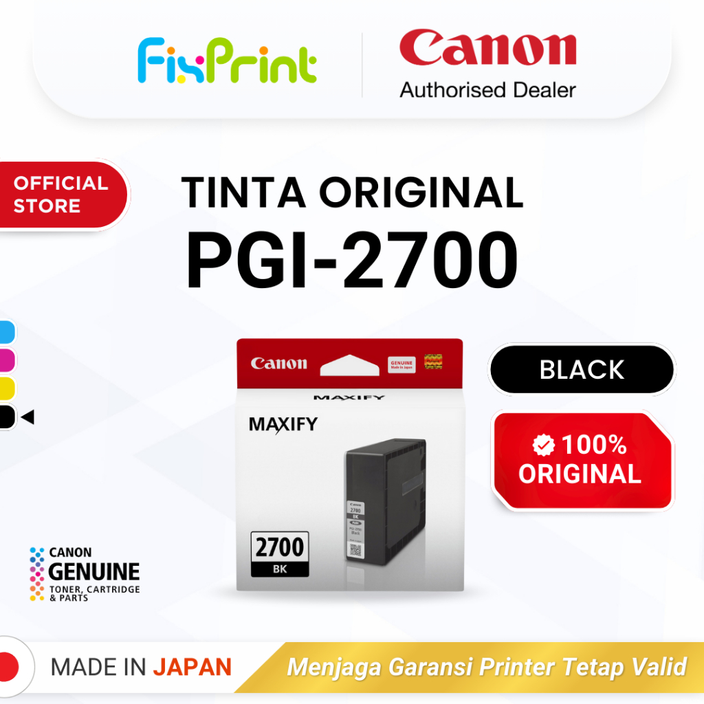 FixPrint 100% ORIGINAL Tinta Canon PGI 2700 Series CMYK - Printer iB4170 MB5170 MB5470